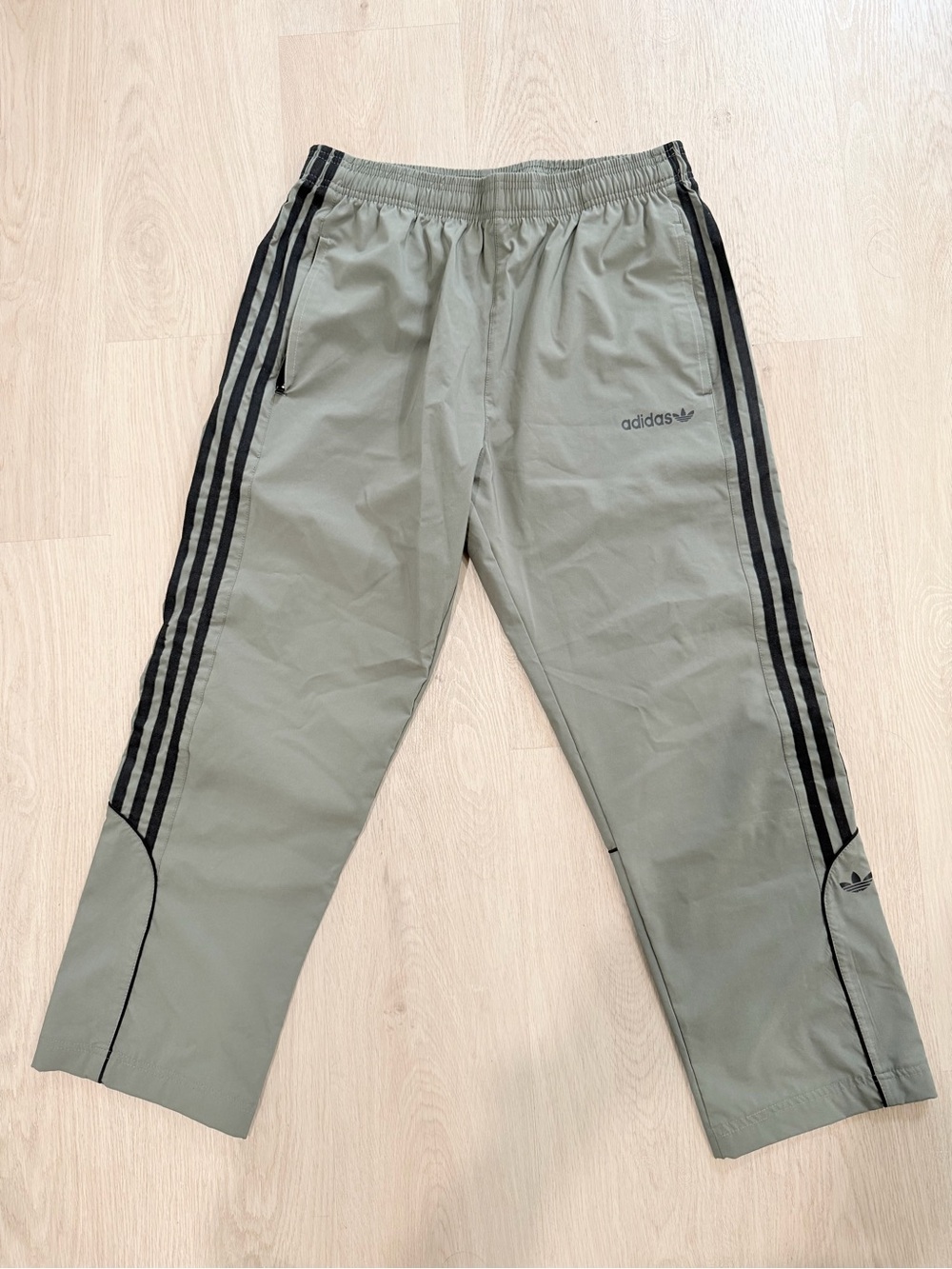 adidas Men's Olive Green Joggers with Black Three Stripes